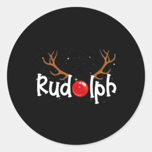 Sticker Rond Rudolph Red Nose Reindee Noël Amusement 1