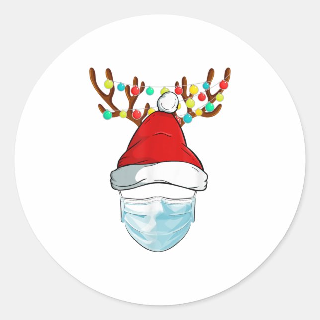 Sticker Rond Rudolph Reindeer Porte Masque Visage Christma (Devant)