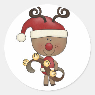 Sticker Rond Rudy Reindeer Avec Des Cloches