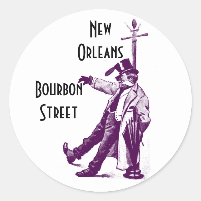 Sticker Rond Rue la Nouvelle-Orléans de Bourbon d'autocollants (Devant)
