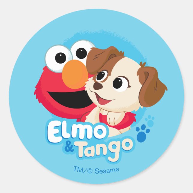 Sticker Rond Rue Sésame | Badge Elmo & Tango (Devant)