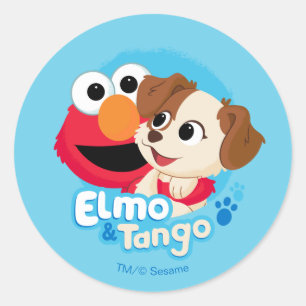 Sticker Rond Rue Sésame   Badge Elmo & Tango