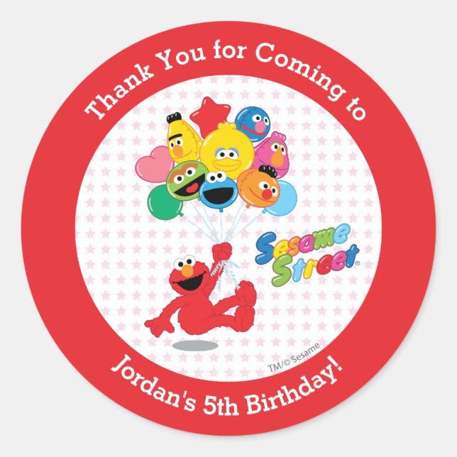 Sticker Rond Rue Sésame | Elmo & Copains Anniversaire (Devant)