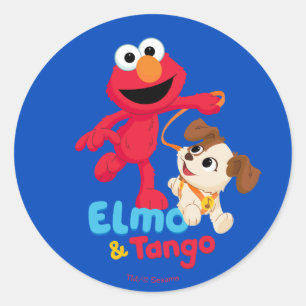 Sticker Rond Rue Sésame Elmo & Tango Running