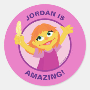Sticker Rond Rue Sésame Julia Holding Feather