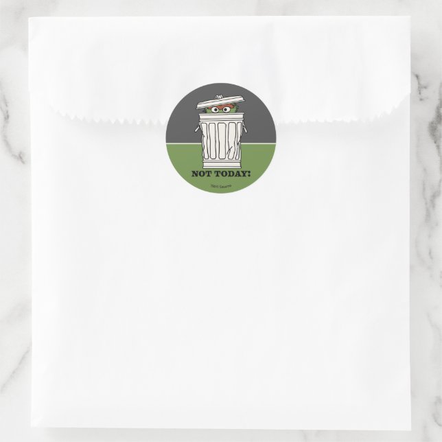Sticker Rond Rue Sésame | Oscar le Grouch Pas aujourd'hui! (Sac)