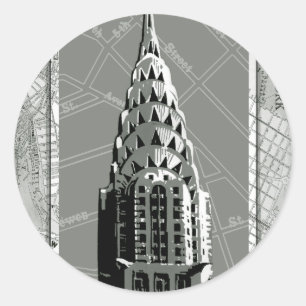 Sticker Rond Rues de New York avec Empire State Building