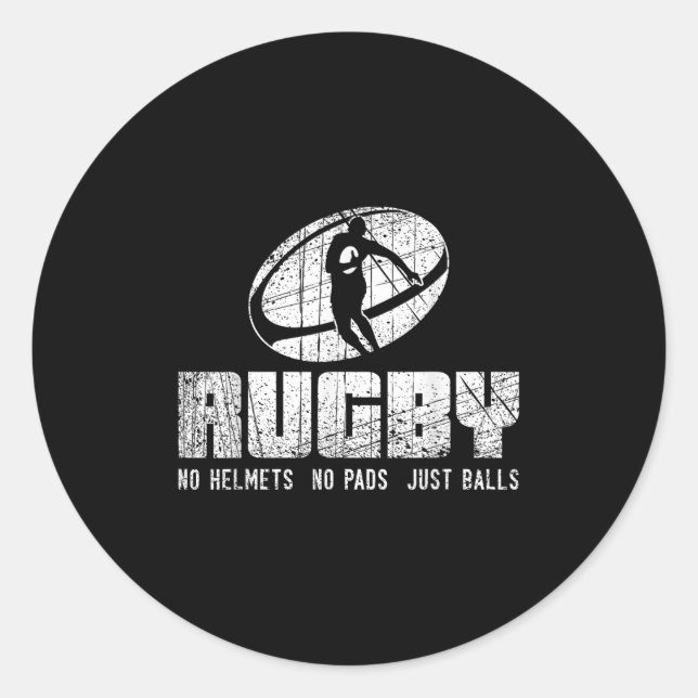 Sticker Rond Rugby No Helmet No Pads Just Shirt - Funny Rugby Q (Devant)