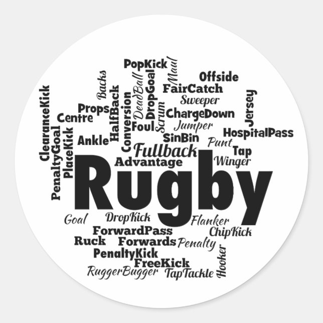 Sticker Rond Rugby Word Cloud (Devant)