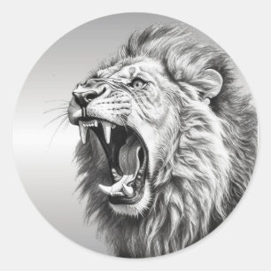 Sticker Rond Rugissement du Lion