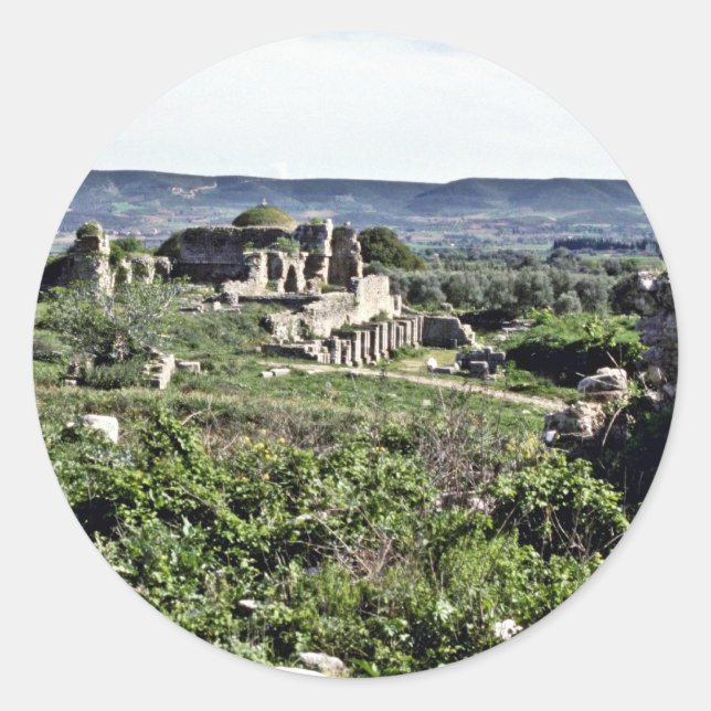 Sticker Rond Ruines De L'Ancienne Ville Grecque De Miletus - Mi (Devant)
