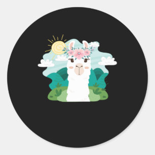 Sticker Rond Ruminant Mammal Alpaca Guanaco Camel Like Animal