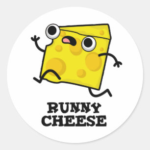 Sticker Rond Runny Cheese Funny Food Pun