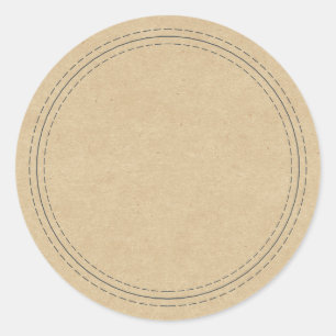 Sticker Rond Rural Papier Kraft Simple Façonné À La Main Écrive