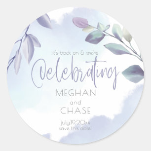 Sticker Rond Russe aquarelle Aqua Lilac Feuilles