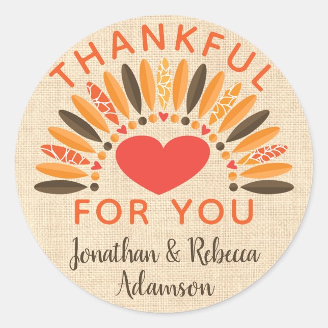 Sticker Rond Russe "Merci pour vous" Thanksgiving (Devant)