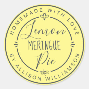 Sticker Rond Russe Moderne Fabriqué Maison Citron Meringue Pie