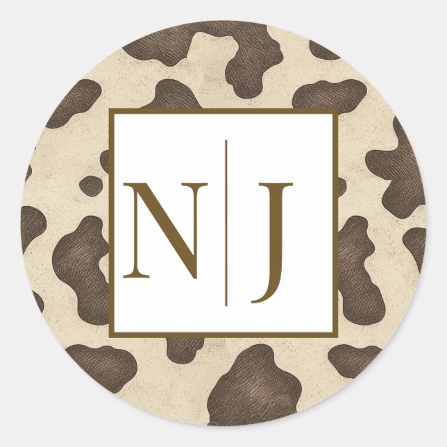 Sticker Rond Russe Vache Brown Imprimer Pays Western Rodeo Part (Devant)