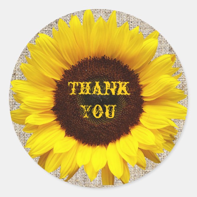 Sticker Rond Russe Western Pays Burlap Mariage de tournesol (Devant)