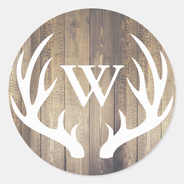 Sticker Rond Russe White Deer Antlers Ferme Lettre initiale (Devant)