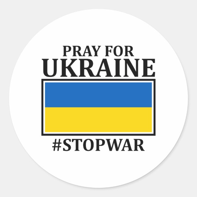 Sticker Rond Russie ukrainienne prière pour le drapeau ukrainie (Devant)