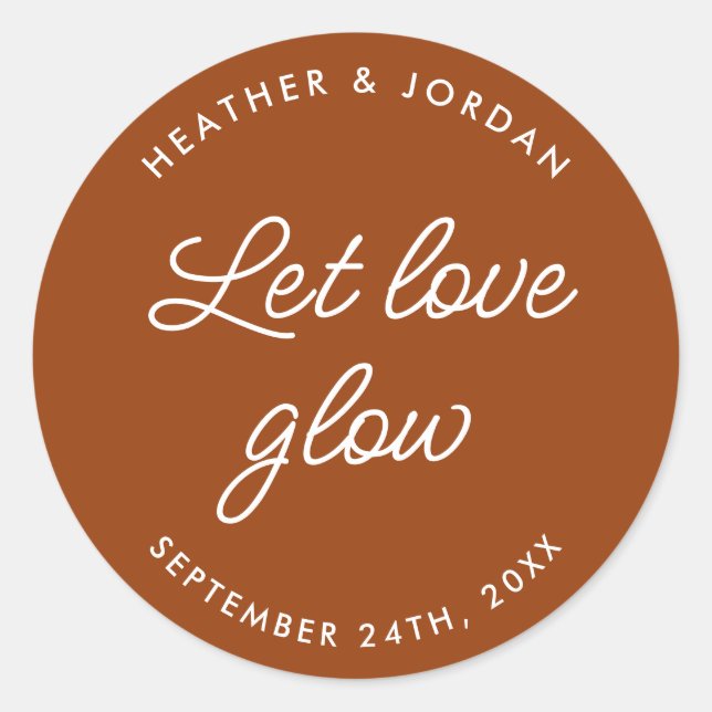 Sticker Rond Rust Terracotta Laisser Aimer Mariage Lumineux Fav (Devant)