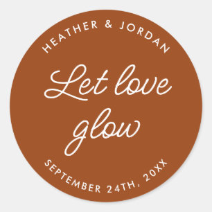 Sticker Rond Rust Terracotta Laisser Aimer Mariage Lumineux Fav
