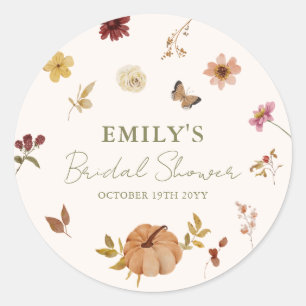 Sticker Rond Rustic Automne Citrouille Fête des mariées florale