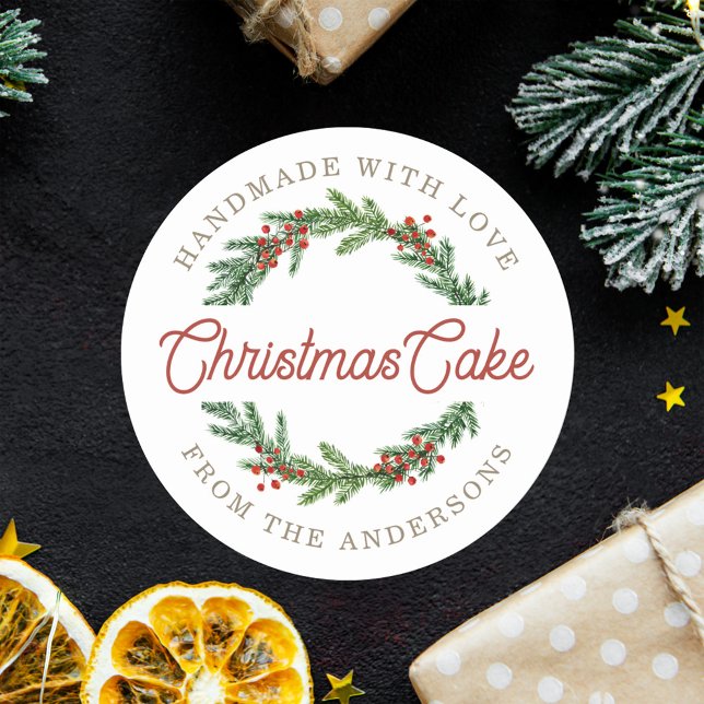 Sticker Rond Rustic Berry Wreath cadeau de vacances de cuisine (Créateur téléchargé)