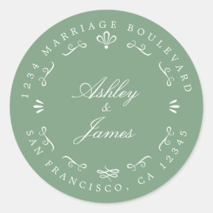 Sticker Rond Rustic Chic Future M. Mme Mariage Retour Adresse