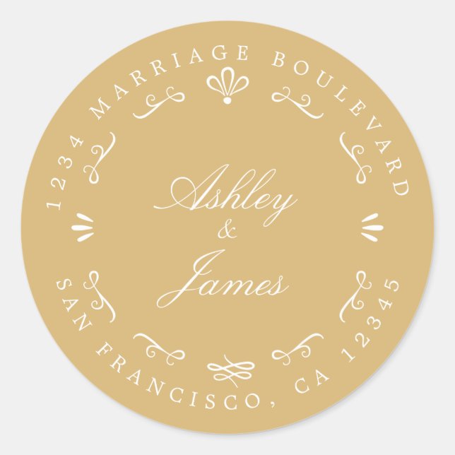 Sticker Rond Rustic Chic Future M. Mme Mariage Retour Adresse (Devant)
