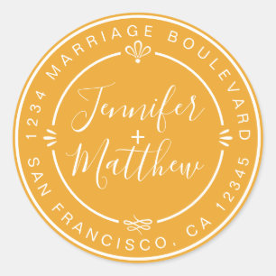 Sticker Rond Rustic Chic Mariage Monogramme Adresse de retour J