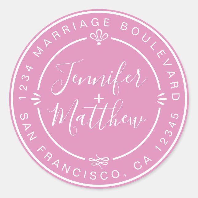 Sticker Rond Rustic Chic Mariage Monogramme Adresse de retour R (Devant)