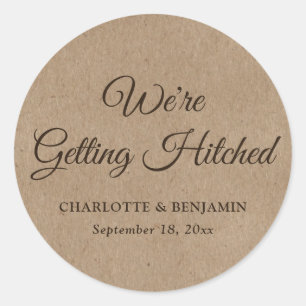Sticker Rond Rustic Country Kraft Obtenir Mariage