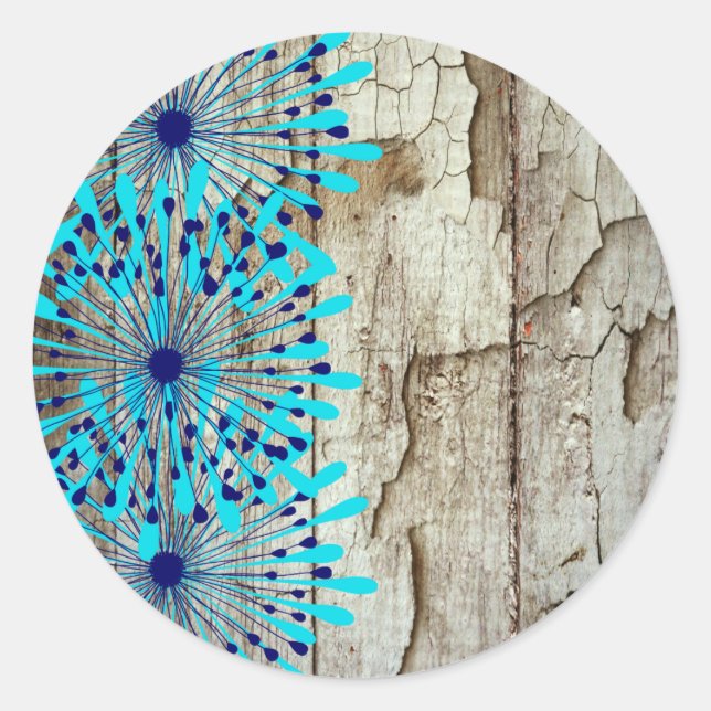 Sticker Rond Rustic Country Old Barn Wood (Devant)