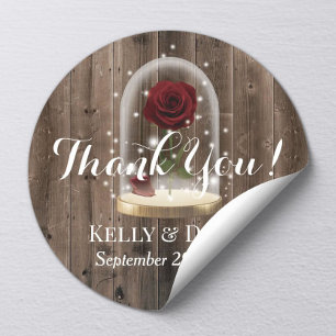 Sticker Rond Rustic Fairytale Princess Rose Dome Mariage