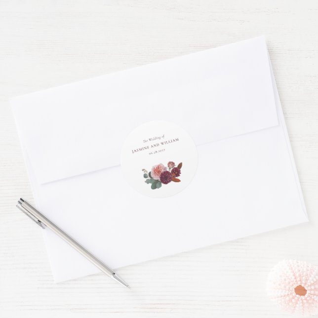 Sticker Rond Rustic Floral Bouquet Wedding Envelope seal (Enveloppe)