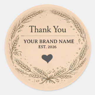 Sticker Rond Rustic Kraft Bakery Business Business Thank You