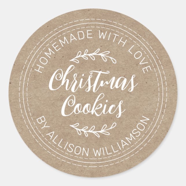 Sticker Rond Rustic Maison de Noël Cookies Kraft (Devant)
