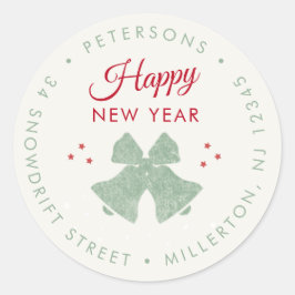 Sticker Rond Rustic Modern Joyeux Nouvel An Retour Adresse