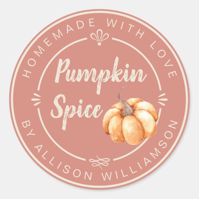Sticker Rond Rustic Terracotta Pumpkin Spice Homemade (Devant)