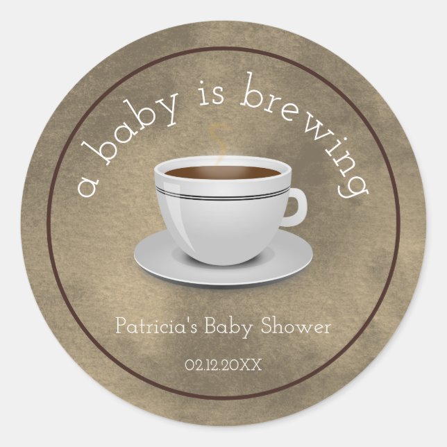 Sticker Rond Rustic Un Bébé Brûle Le Baby shower De Tea Party (Devant)
