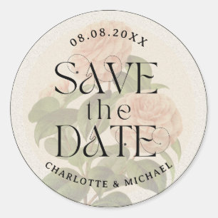 Sticker Rond Rustic Vintage tendance Enregistrer le Mariage de