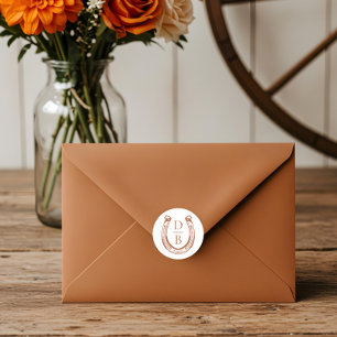 Sticker Rond Rustic Western Horseshoe Custom Monogram Mariage