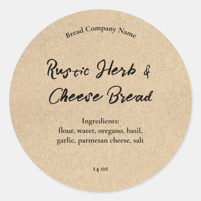 Sticker Rond Rustique Agricole Pain Aliments Pâtisserie Société (Devant)
