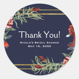 Sticker Rond Rustique Automne Marsala Floral Marine Mariage ble
