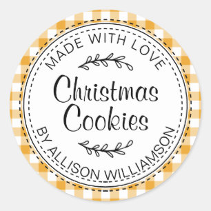 Sticker Rond Rustique biscuits de Noël faits maison Chèque Jaun