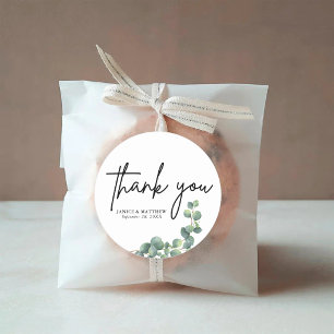 Sticker Rond Rustique Botanique Eucalyptus Mariage de verdure