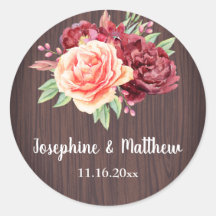 Rustique Bourgogne Floral Aquarelle Mariage