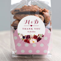 Rustique Bourgogne Rouge Floral Monogramme Mariage